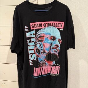 UFC Black Sean O'Malley Graphic Tee with Pink & Light Blue Print